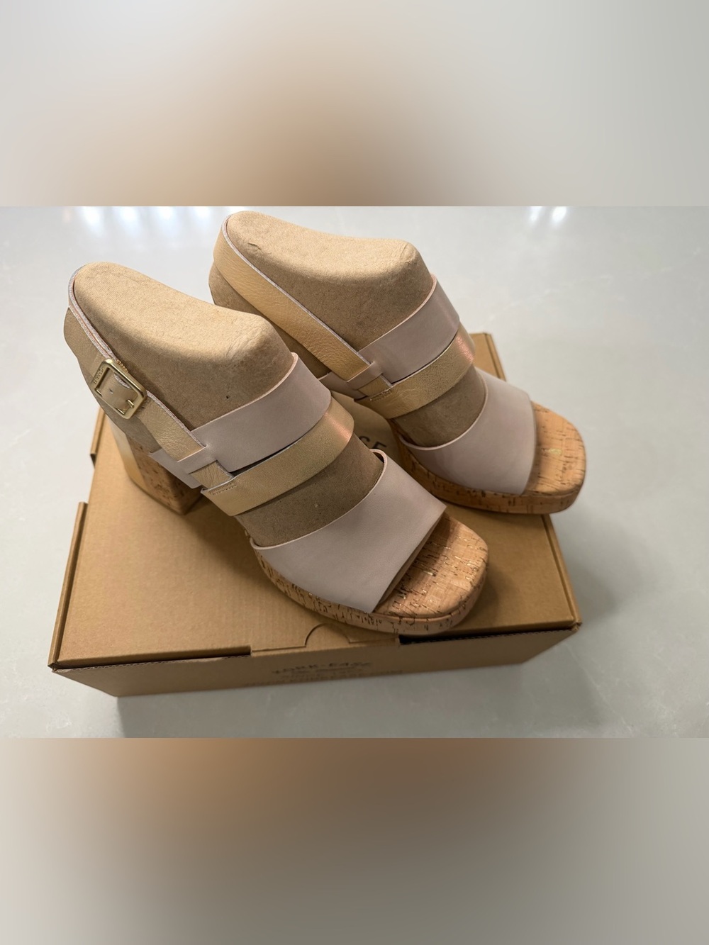 New Kork-Ease Maxi Platform Sandals Nude Gold Cork, 9
